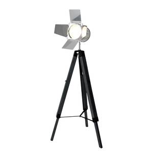 Lampadaire Holly Acier inoxydable / Pin massif - 1 ampoule - Noir