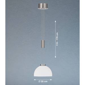 LED-Pendelleuchte Avignon I Milchglas / Eisen - 1-flammig - Matt Silber