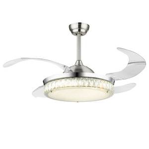 Plafonnier ventilateur Cabrera II Verre cristallin / Fer - 1 ampoule