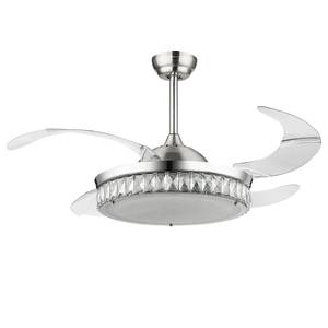 Plafonnier ventilateur Cabrera II Verre cristallin / Fer - 1 ampoule