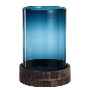 Windlicht Terra II Glas / Paulownia massiv - Blau