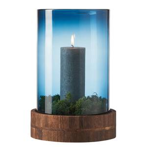 Windlicht Terra II Glas/massief paulowniahout - blauw