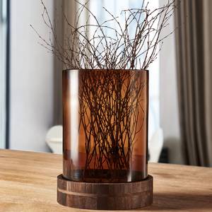 Windlicht Terra III Glas / Paulownia massiv - Braun