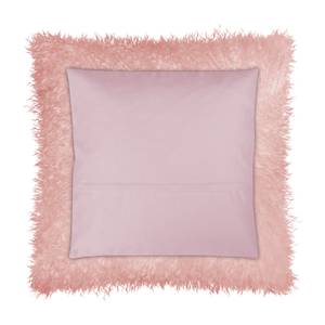 Housse de coussin Pamina Face avant : peau d’agneau du Tibet<br>Face arrière : tissu - Rose bébé