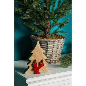 Sapin déco Oksbol Manguier massif - Marron / Rouge - Hauteur : 14 cm