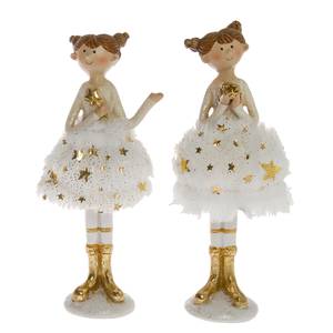 Dekofigur Ballerina (2-teilig) Polyresin - weiß/gold