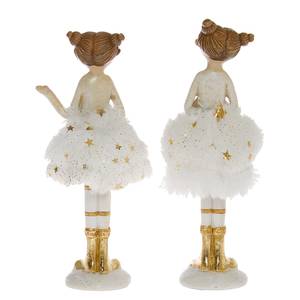 Dekofigur Ballerina (2-teilig) Polyresin - weiß/gold