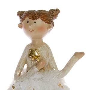 Dekofigur Ballerina (2-teilig) Polyresin - weiß/gold