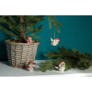 Kerstboomhangers Ardennen (4-delige set) Kunststeen - grijs/rood/wit