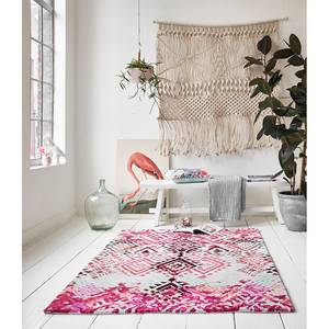 Tapis Love Vintage Tissu - Crème / Cyclame