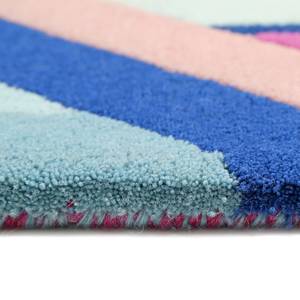 Wollen vloerkleed Linear Textiel - babyblauw/zalmroze