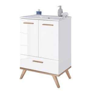 Meuble avec vasque Quickset 923 I Blanc / Imitation chêne de Riviera