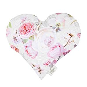 Dekokissen Binche Heart Mischgewebe - Ecru - 32 x 30 cm