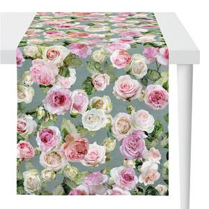 Chemin de table Barbalho Coton - Gris-vert / Rose