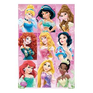 Afbeelding Disney's Princesses I papier op MDF - meerdere kleuren