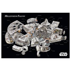 Tableau déco Star Wars Millennium Falcon Papier sur MDF (panneau de fibres à densité moyenne) - Multicolore