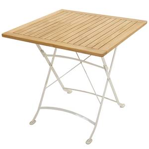 Table de jardin pliante Rom I Fer / Teck massif - Marron / Blanc - Largeur : 80 cm