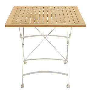 Table de jardin pliante Rom I Fer / Teck massif - Marron / Blanc - Largeur : 80 cm