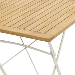 Table de jardin pliante Rom I Fer / Teck massif - Marron / Blanc - Largeur : 80 cm