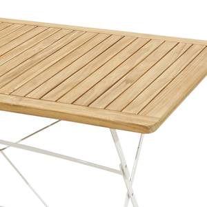 Tuinklaptafel Rome I ijzer/massief teakhout - bruin/wit - Breedte: 130 cm