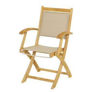 Klappstuhl Richmond III Massivholz Teak / Mischgewebe - Beige / Taupe