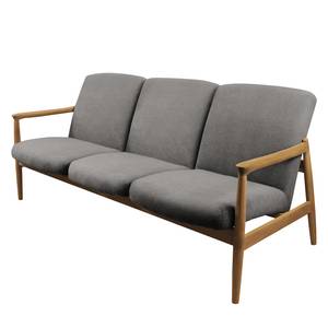 Sofa Froid (3-Sitzer) Webstoff - Webstoff Claris: Hellgrau - Hellbraun