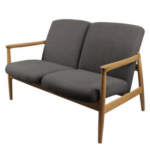 Sofa Froid (2-Sitzer) Webstoff - Webstoff Claris: Anthrazit - Hellbraun