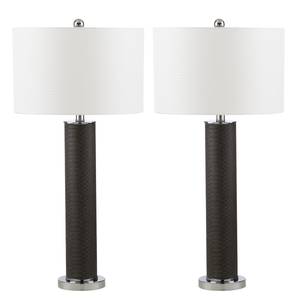 Lampes Deidra II (lot de 2) Coton / Imitation cuir - 1 ampoule - Noir