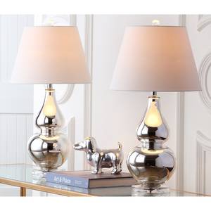 Lampes Kara (lot de 2) Coton / Verre - 1 ampoule - Argenté