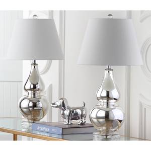 Lampes Kara (lot de 2) Coton / Verre - 1 ampoule - Argenté