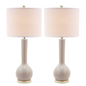 Lampes Lucia (lot de 2) Coton / Céramique - 1 ampoule - Beige
