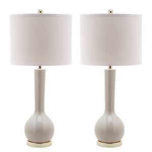 Lampes Lucia (lot de 2) Coton / Céramique - 1 ampoule - Beige