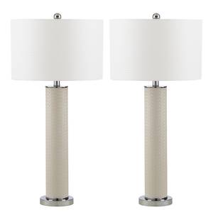 Lampes Deidra II (lot de 2) Coton / Imitation cuir - 1 ampoule - Beige