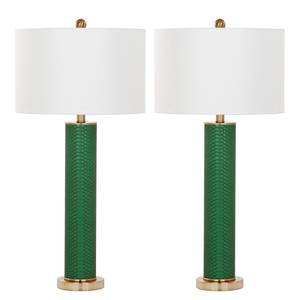 Lampes Deidra II (lot de 2) Coton / Imitation cuir - 1 ampoule - Vert