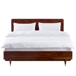 Massief houten bed Baxley massief acaciahout/metaal - acaciahout/goudkleurig