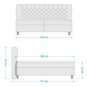 Boxspring Monroe Antraciet - 180 x 200cm