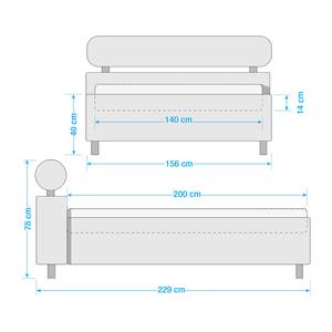 Gestoffeerd bed Feline Geweven stof - Lichtgrijs - 140 x 200cm