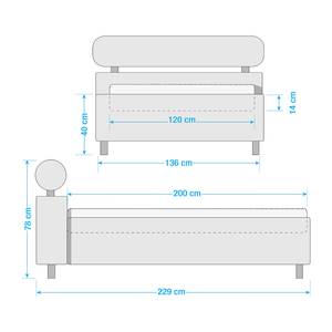 Gestoffeerd bed Feline Geweven stof - Ijsblauw - 120 x 200cm