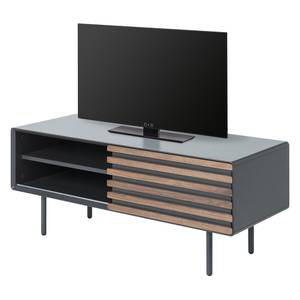 Tv-meubel Kipra II Gefineerd walnotenhout - grafietkleurig
