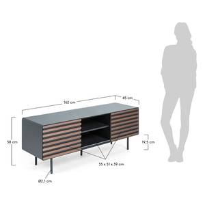 Tv-meubel Kipra I Gefineerd walnotenhout - grafietkleurig