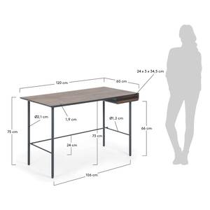 Schreibtisch Kipra Echtholzfurnier - Walnuss / Graphit