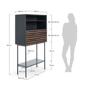 Barschrank Kipra Walnuss furniert - Graphit