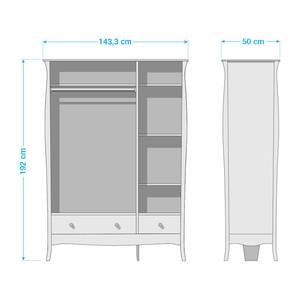 Kleiderschrank Baroque Grau - Breite: 143 cm