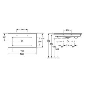 Dubbele wastafel Venticello Antraciet - Breedte: 100 cm