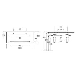 Dubbele wastafel Venticello Hoogglans wit - Breedte: 120 cm