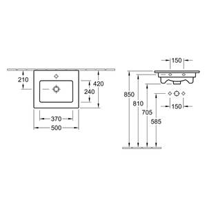 Wastafel Venticello Hoogglans wit - Breedte: 50 cm