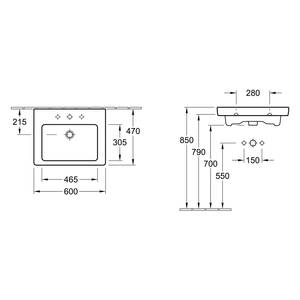 Wastafel Subway Hoogglans wit - Breedte: 60 cm