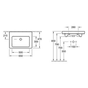 Wastafel Subway Hoogglans wit - Breedte: 65 cm