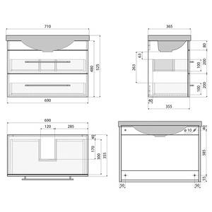 Badkamerset Carpo (2-delig) Hoogglans wit - Breedte: 70 cm