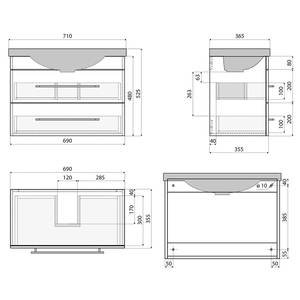 Badezimmerset Carpo (2-teilig) Anthrazit - Breite: 70 cm